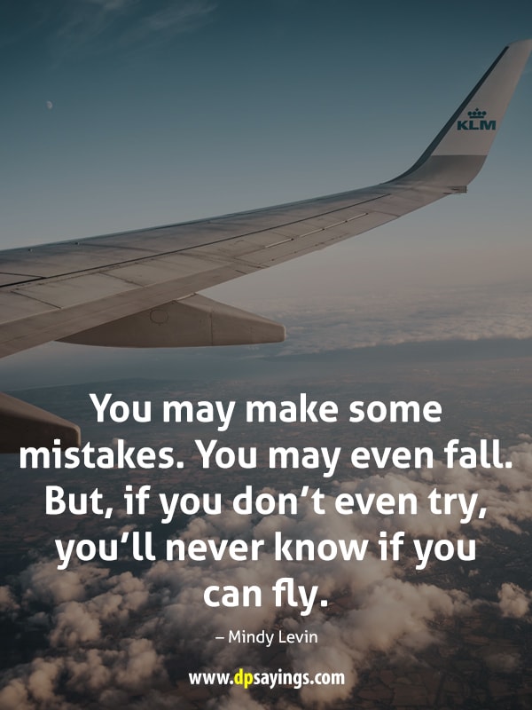 You may make some mistakes. You may even fall. But, if you don’t even try, you’ll never know if you can fly.