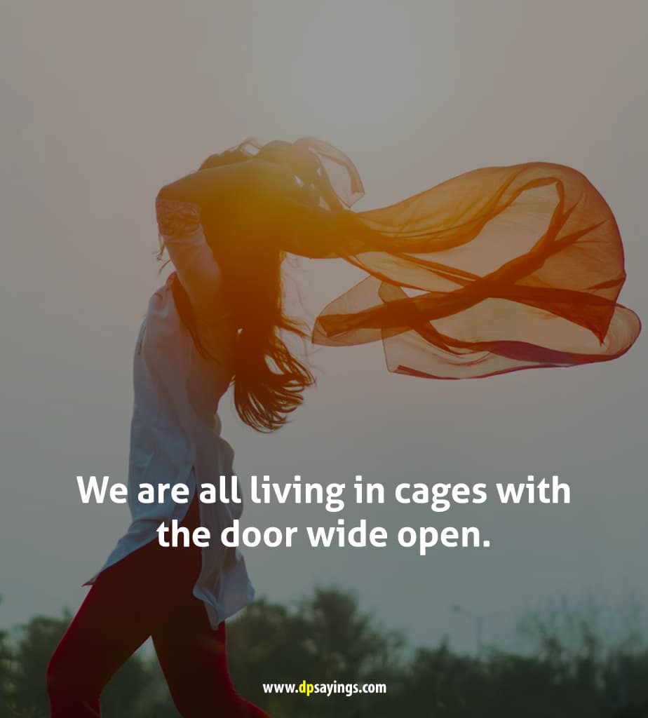 “We are all living in cages with the door wide open.”