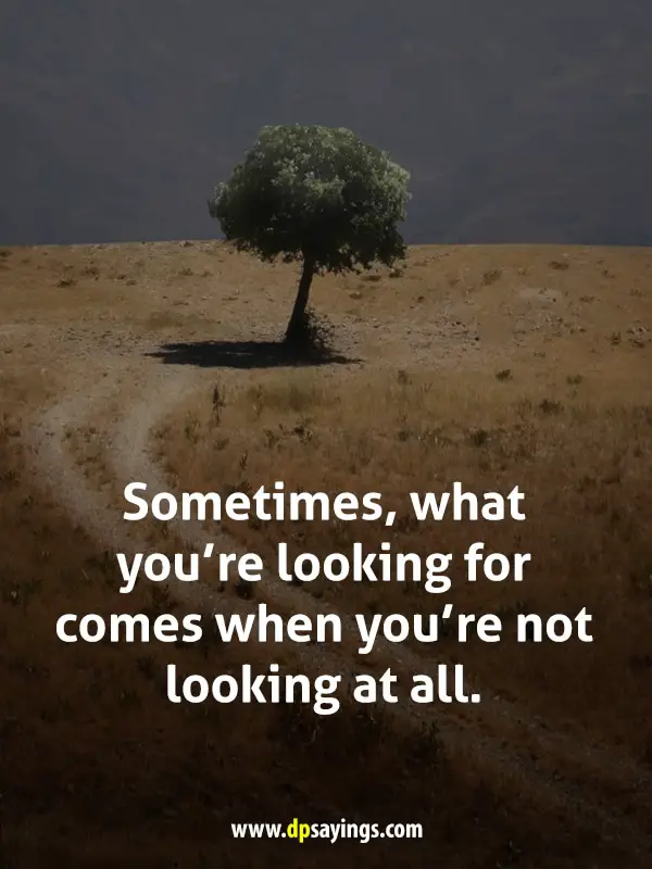 Sometimes, what you’re looking for comes when you’re not looking at all.